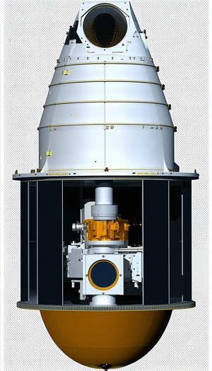 A Large White Spacecraft Is Shown In A Close-up View