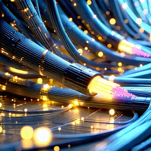 Close-up Of Fiber Optic Cables With Image, There