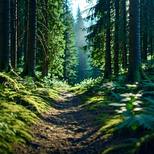 Nature Landscape Photography: Path Through Dense Forest With Image, There