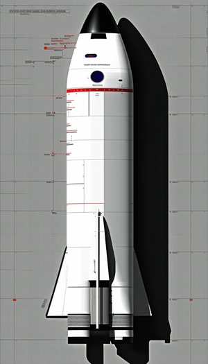 A White Rocket Ship Is Shown In A 3d Model