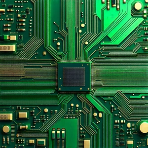 Tech Linocut Print: Circuit board with digital particles