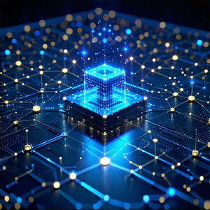 Tech Minimalist Design: Blockchain Network Visualization With Image, There