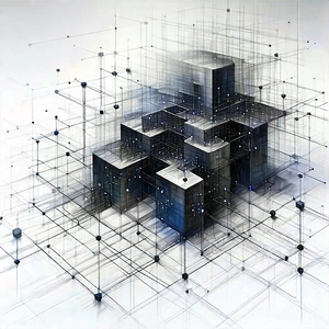Tech Charcoal Drawing: Blockchain Network Visualization With Image, There