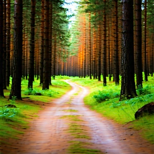 Nature Macro Photography: Path Through Pine (forest:1.18) With Dirt Road