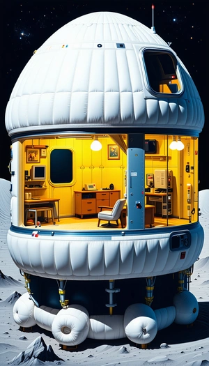 A Large, White, And Round Spacecraft With A Large Window