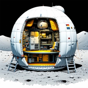 In The Image, There Is A Large White Spacecraft With A Dome-shaped Structure