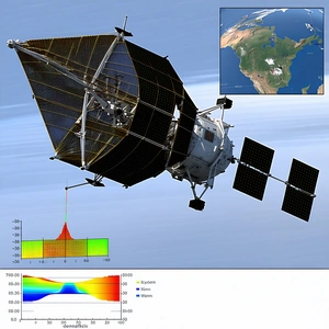 A Spacecraft With A Large Dome On Top, Flying Through The Air