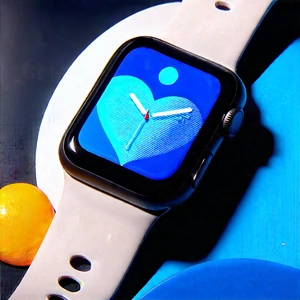 Smart Watch With Data Visualization With Blue Heart-shaped