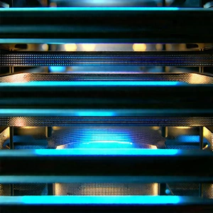 Close-up Of Cooling System With Blue Light