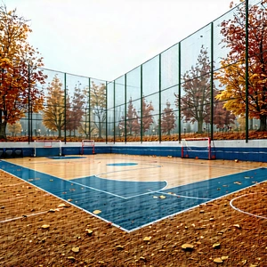 Lifestyle Architectural Photography: Winter Sports During Autumn With Painting Basketball