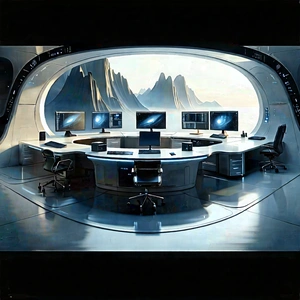 Futuristic Digital Workspace With Futuristic Control