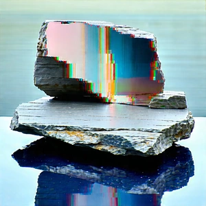 Abstract Glitch Art: Stone composition with reflection
