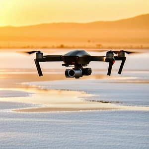 A Drone Flying Over A Snow-covered Landscape