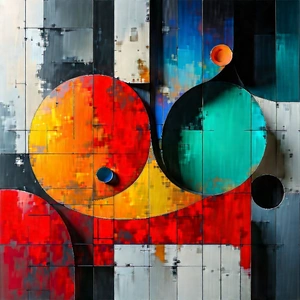 Abstract Brutalist Design: Organic abstract with analogous color palette