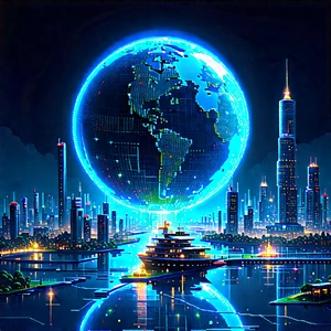 Digital Transformation Visualization With Large, Blue,