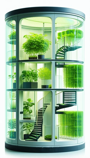 A Large, Multi-level Building With A Variety Of Plants And Greenery