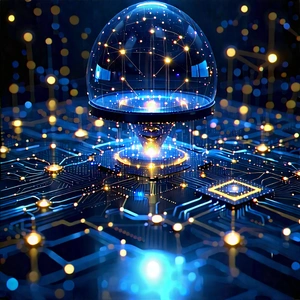 Blockchain Network Visualization With Blue Sphere