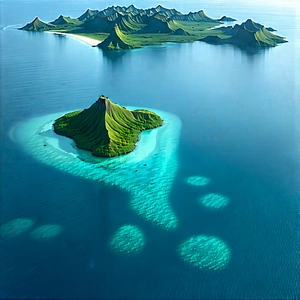 Nature Editorial Photography: Aerial View Of Coastal Islands With Beautiful Island