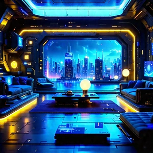 Futuristic Smart Home With Futuristic Setting,