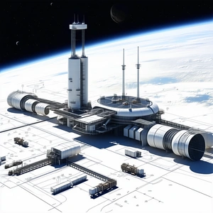 A Large, Futuristic Space Station With A Dome-shaped Structure