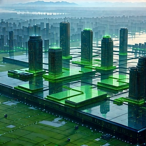 Financial Technology In Field Deployment With Futuristic Cityscape