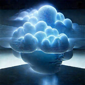Cloud Computing Visualization With Large, Blue,