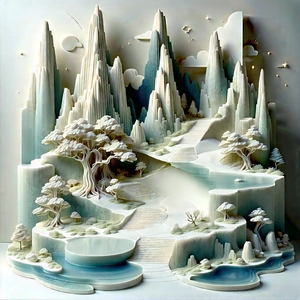 Abstract Isometric Art: Ceramic installation with depth