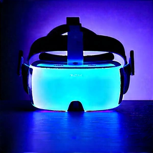 Vr Headset With Glowing Screen With Pair Glowing