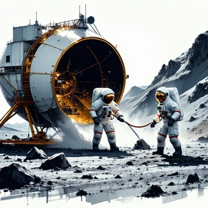 In The Image, There Are Two Astronauts Standing On A Rocky Surface, Possibly On The Moon