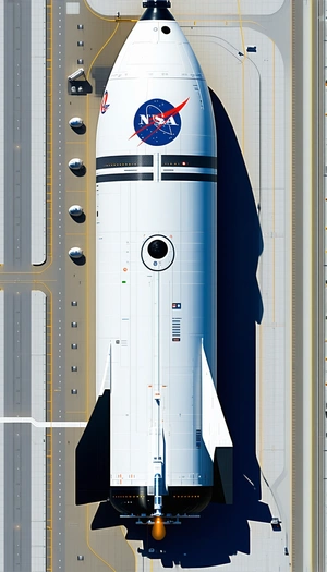 A Large White Space Shuttle Is Parked On The Runway, With A Blue And White Nasa Logo On The Side