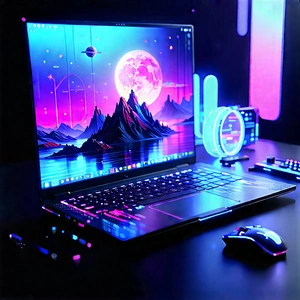 Laptop With (digital:1.2) Artwork With Laptop Computer