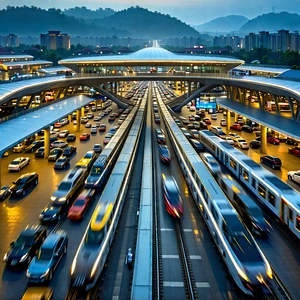 Urban Unreal Engine: Aerial View Of Transportation Hub With Image, There