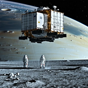 In The Image, There Are Two Astronauts Standing On The Surface Of The Moon