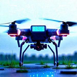 Drone With Glowing Screen With Small Drone