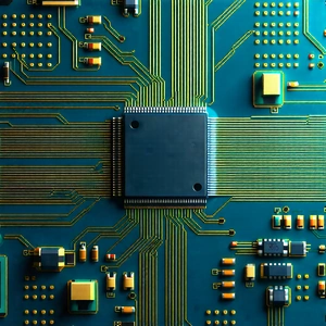 Tech Diagram Style: Close-up of electronic circuit