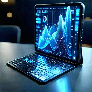 Tablet With Data Visualization With Laptop Computer