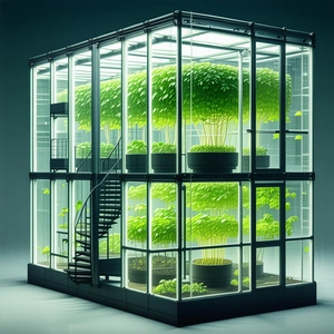 A Large, Modern Greenhouse Filled With Various Plants