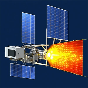A Spacecraft With A Solar Panel On Its Side