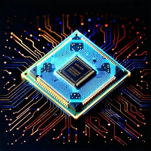 Microchip With (digital:1.11) Particles With Computer Chip