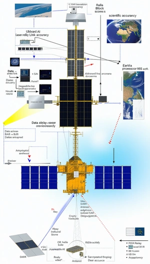 The Image Is A Diagram Showing The Various Components Of A Satellite