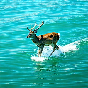 Nature Aerial Photography: Deer In (ocean:1.49) Waters With Deer Standing