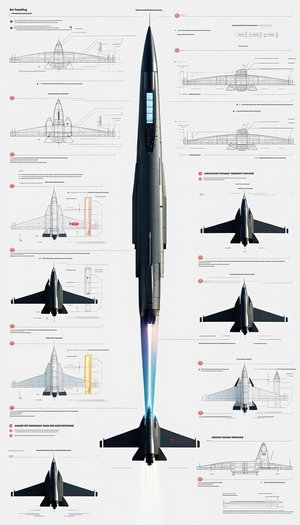 A Large Poster Is Displayed, Showing A Jet Fighter Plane In Various Stages Of Its Flight