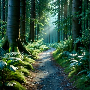 Nature Minimalist Design: Path through dense forest