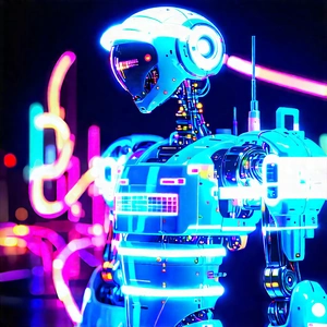 Robot With Neon Accents With Futuristic Robot