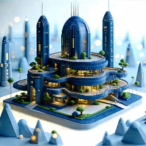 Futuristic Innovation Hub With Blue Model