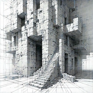 Abstract Pencil Sketch: Growth Represented Through Fragmented Forms With Black White