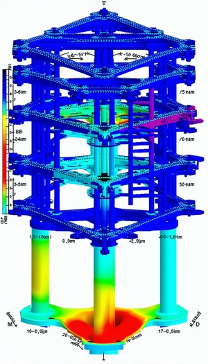The Image Is A 3d Model Of A Blue Structure, Possibly A Tower Or A Building