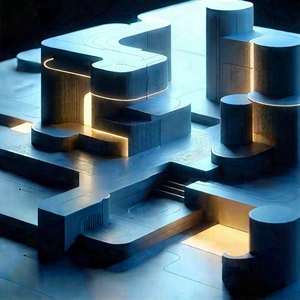 Futuristic (digital:1.11) workspace
