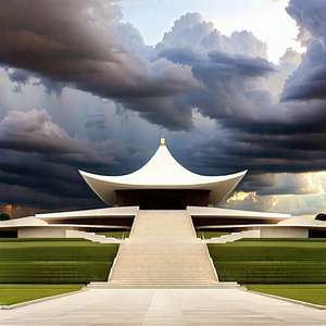 Urban Cinema 4D: Cultural center with dramatic clouds