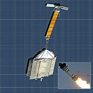 A Space Shuttle With A Rocket Attached To The Side Of It